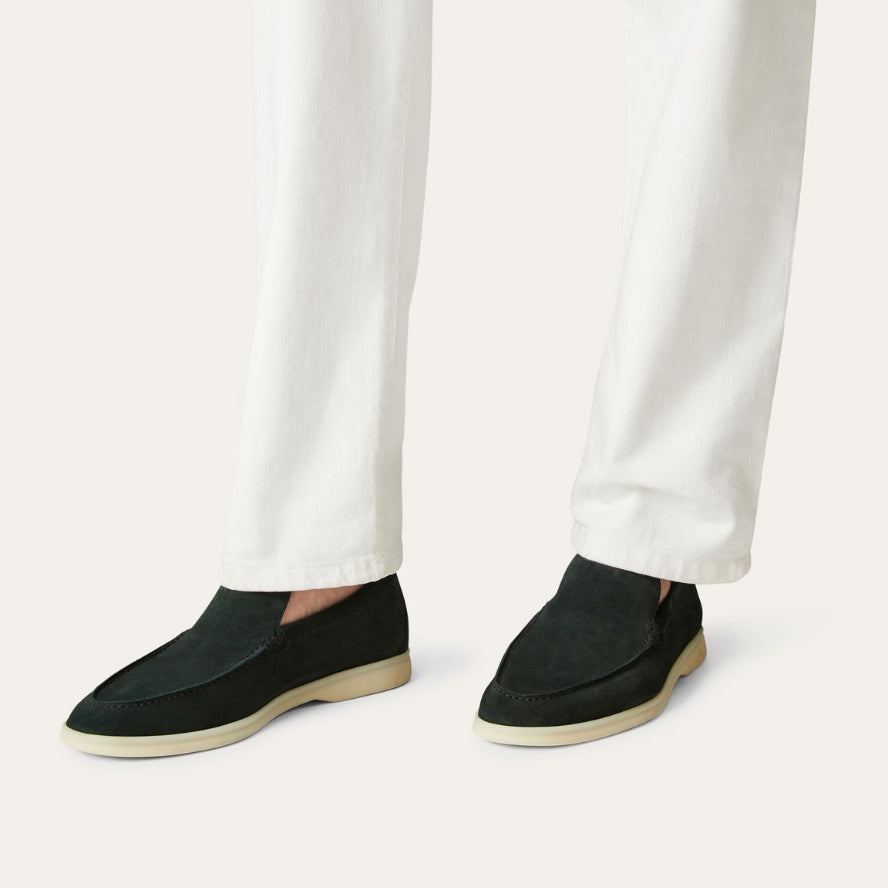 Loro Piana Ocean Front Suede Loafers - Dark Green (133)