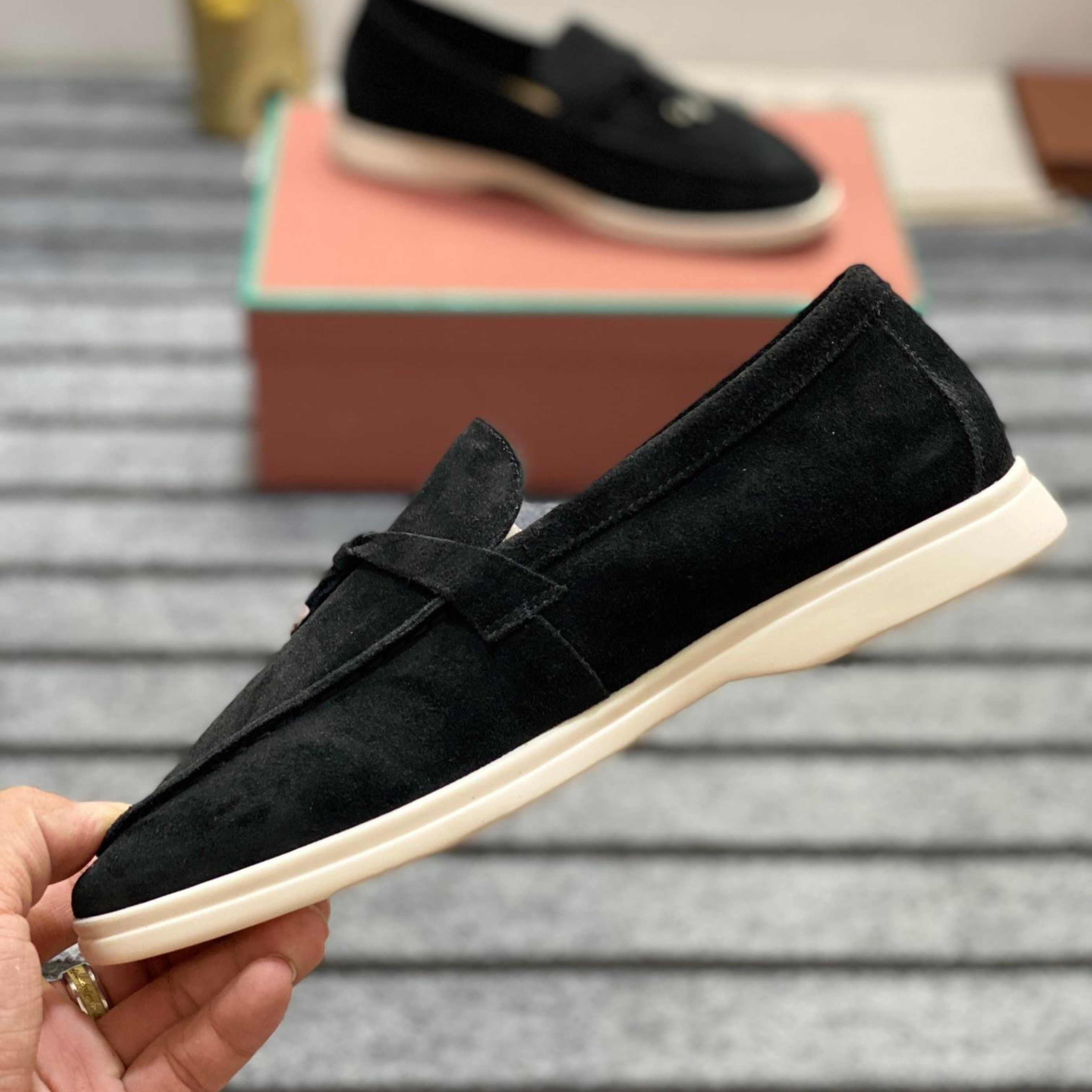 Loro Piana Summer Charm Suede Loafers - Black (029)