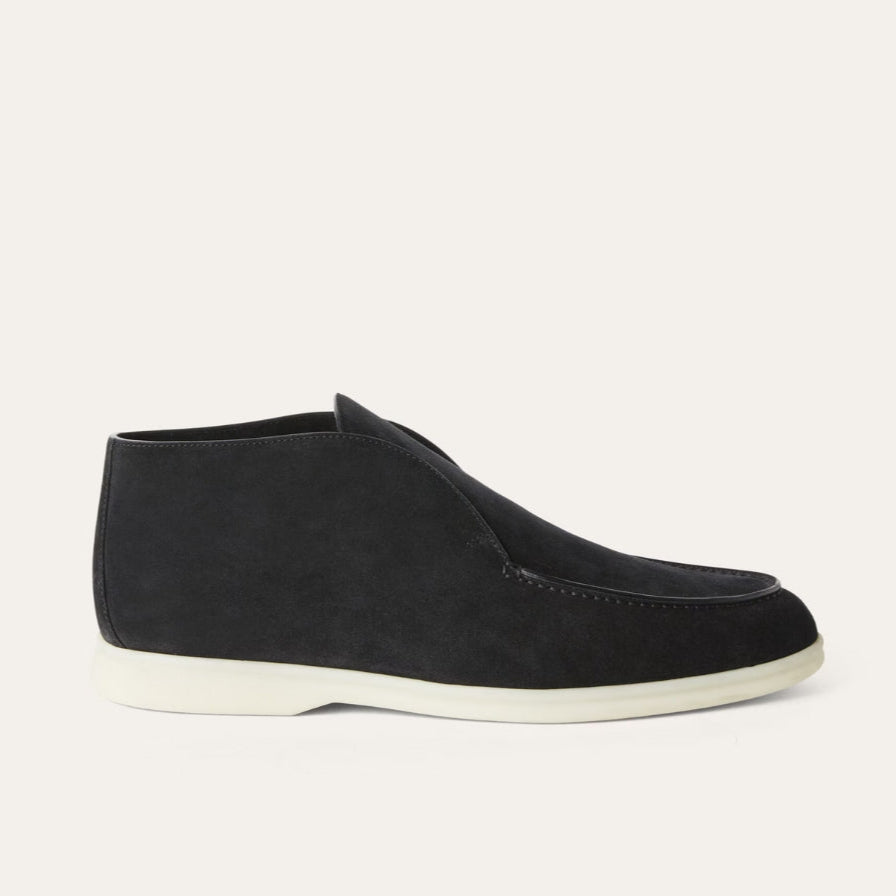 Loro Piana Open Walk Chukka Suede Ankle Boots - Black (8000)
