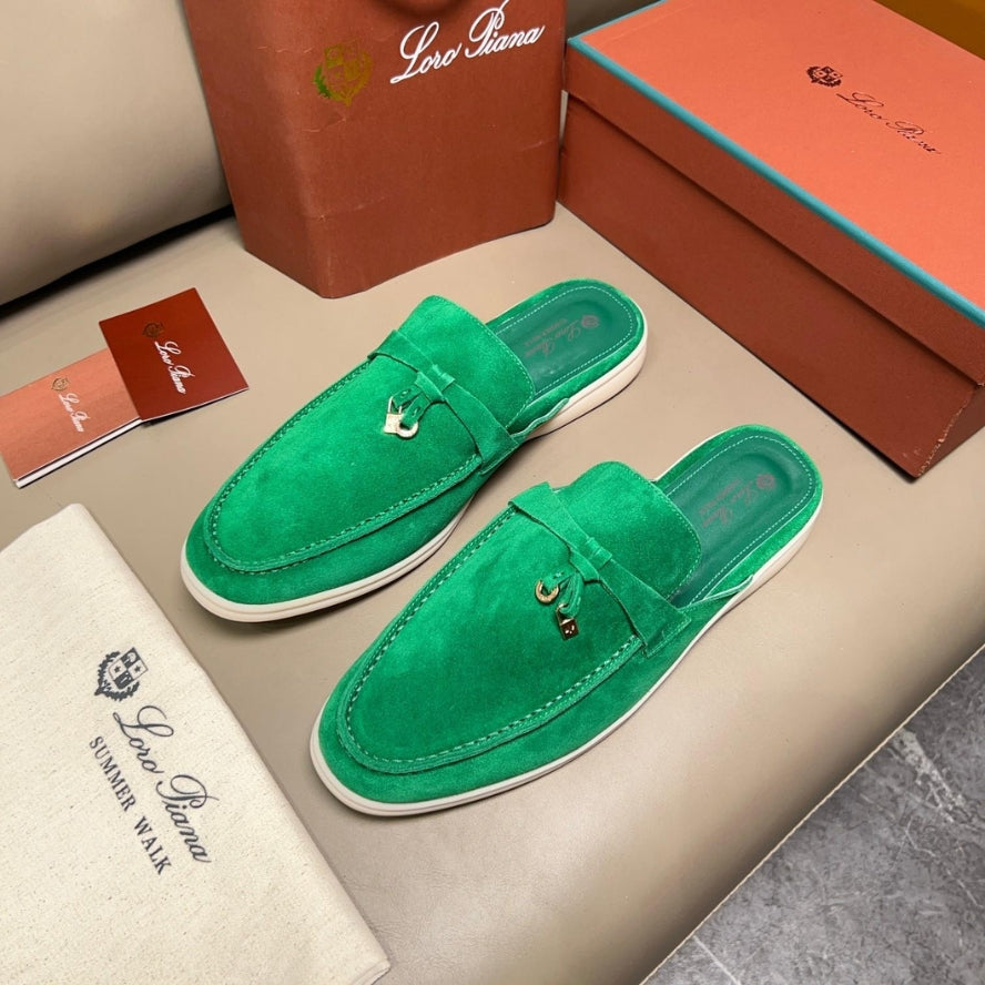 Loro Piana Babouche Charms Walk Slippers - Forest Leaves (50RT)