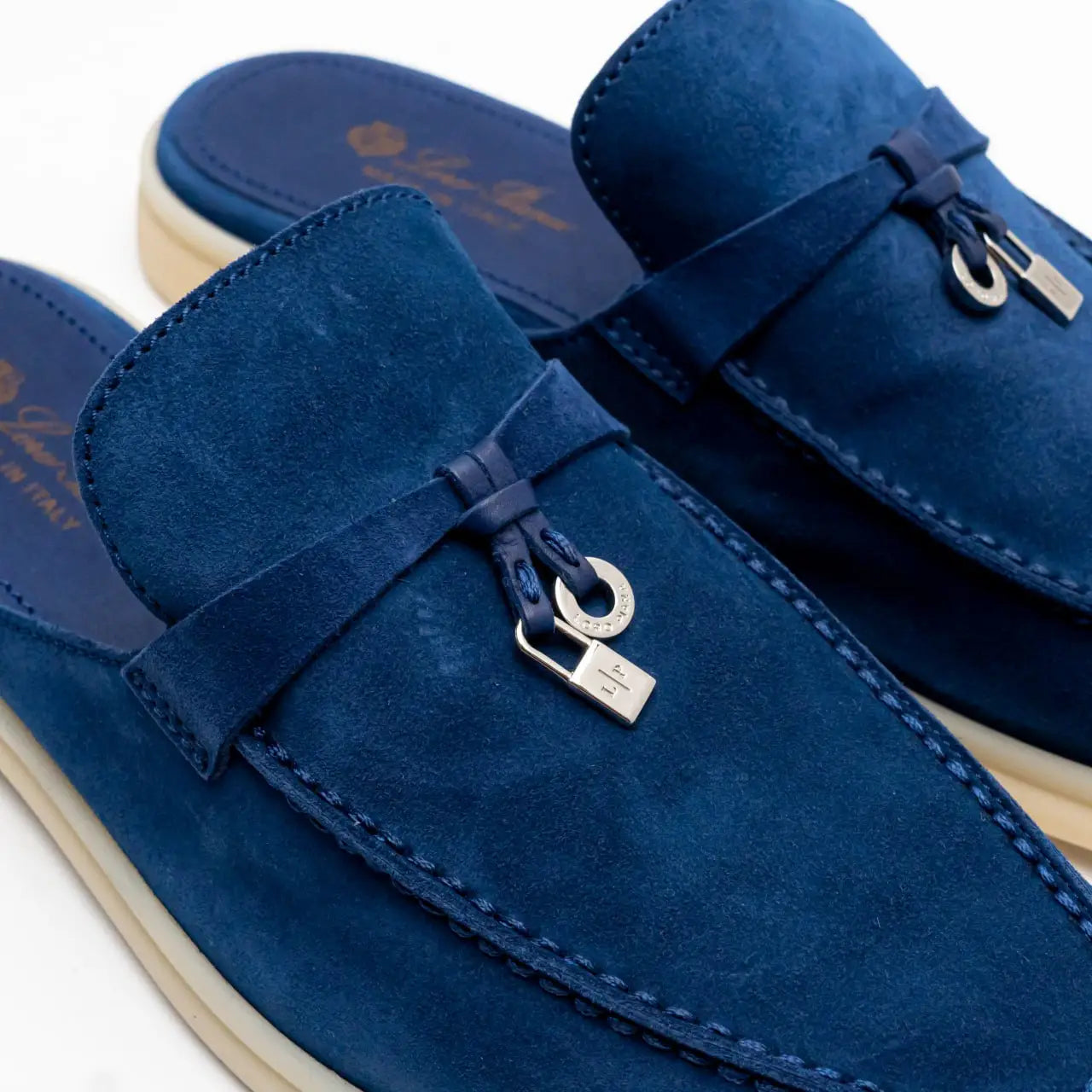 Loro Piana Babouche Charms Walk Suede Loafers - Blue Fluorite (010)