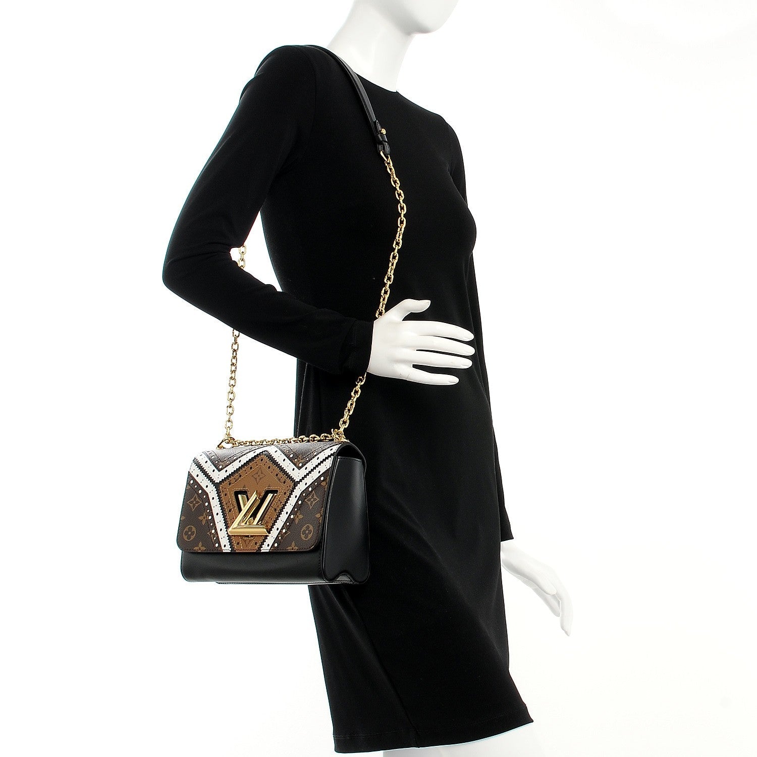 Louis Vuitton Veau Satin Monogram Twist MM Shoulder Bag - Brown