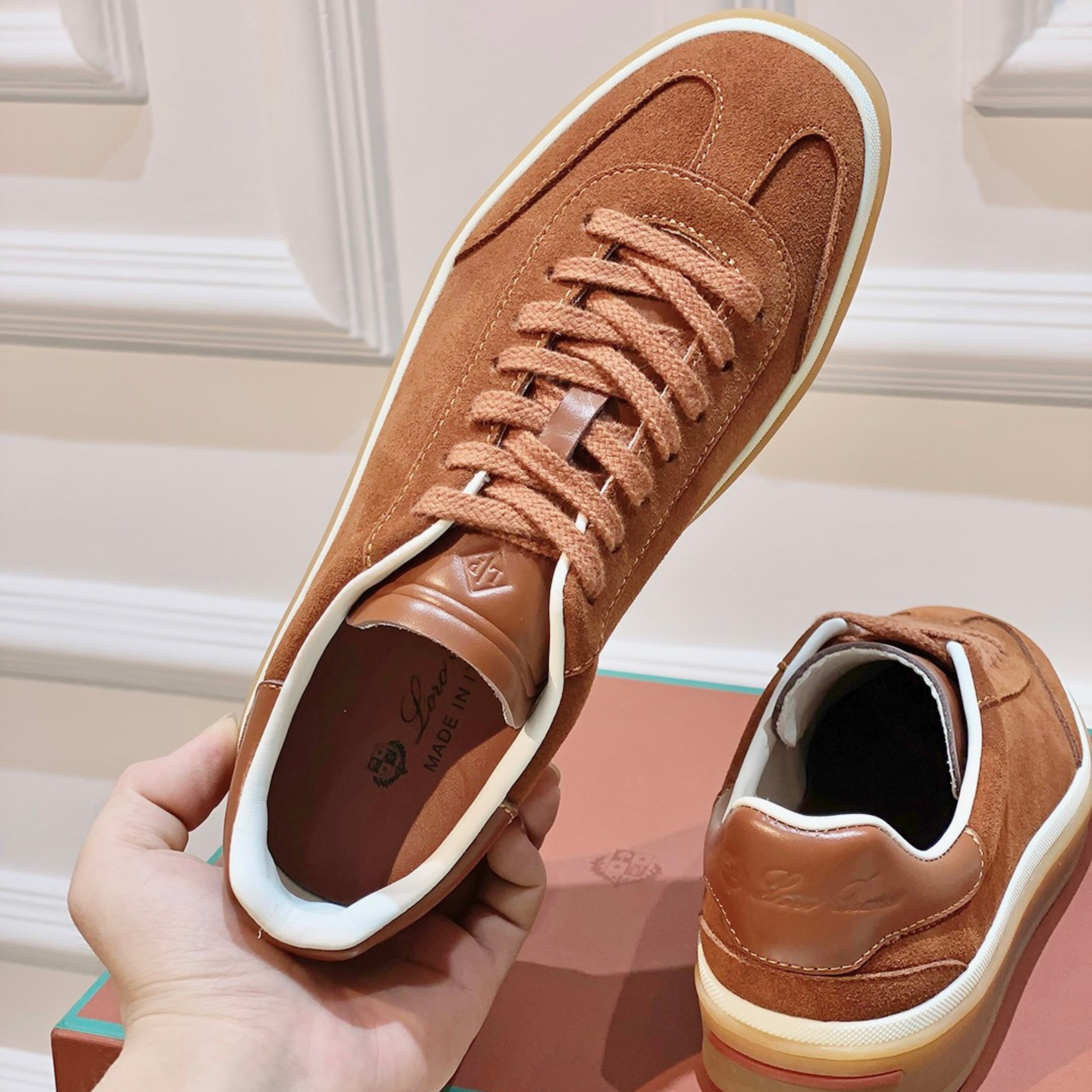 Loro Piana Tennis Walk Suede Calf Split Sneakers - Bark Wood (E0CF)