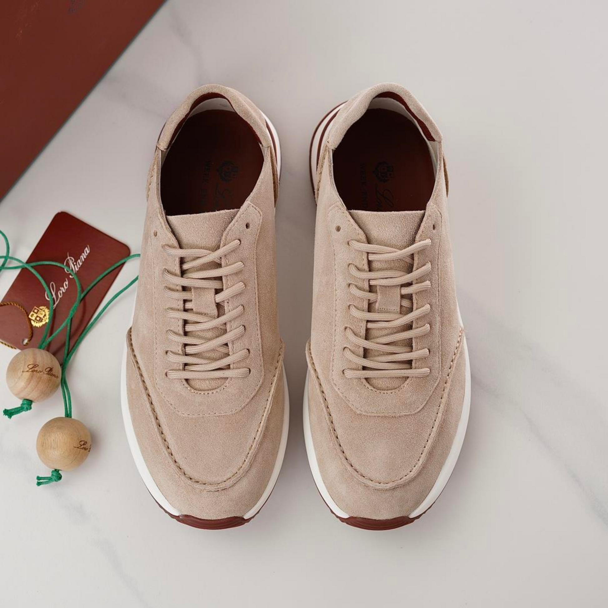 Loro Piana Weekend Walk Suede Sneakers - Sand Shell