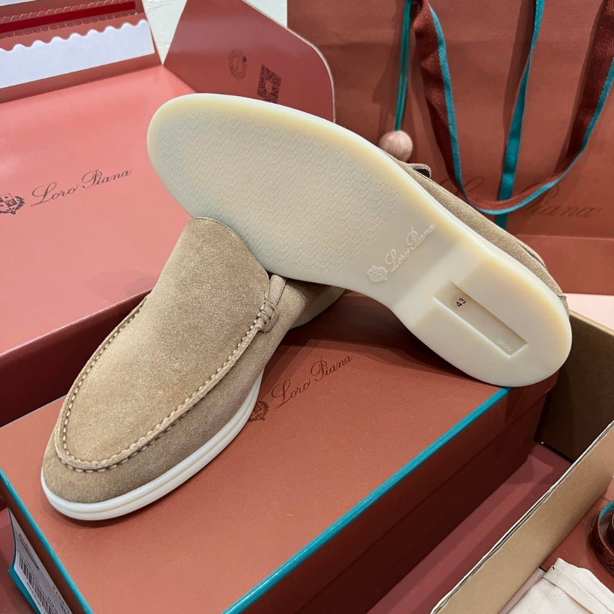 Loro Piana Summer Walk Suede Loafers - Powder Tea