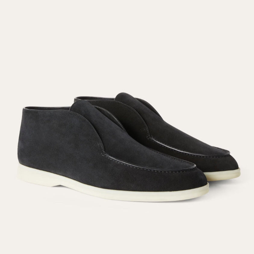 Loro Piana Open Walk Chukka Suede Ankle Boots - Black (8000)