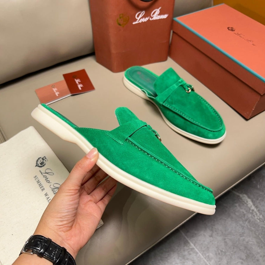 Loro Piana Babouche Charms Walk Slippers - Forest Leaves (50RT)