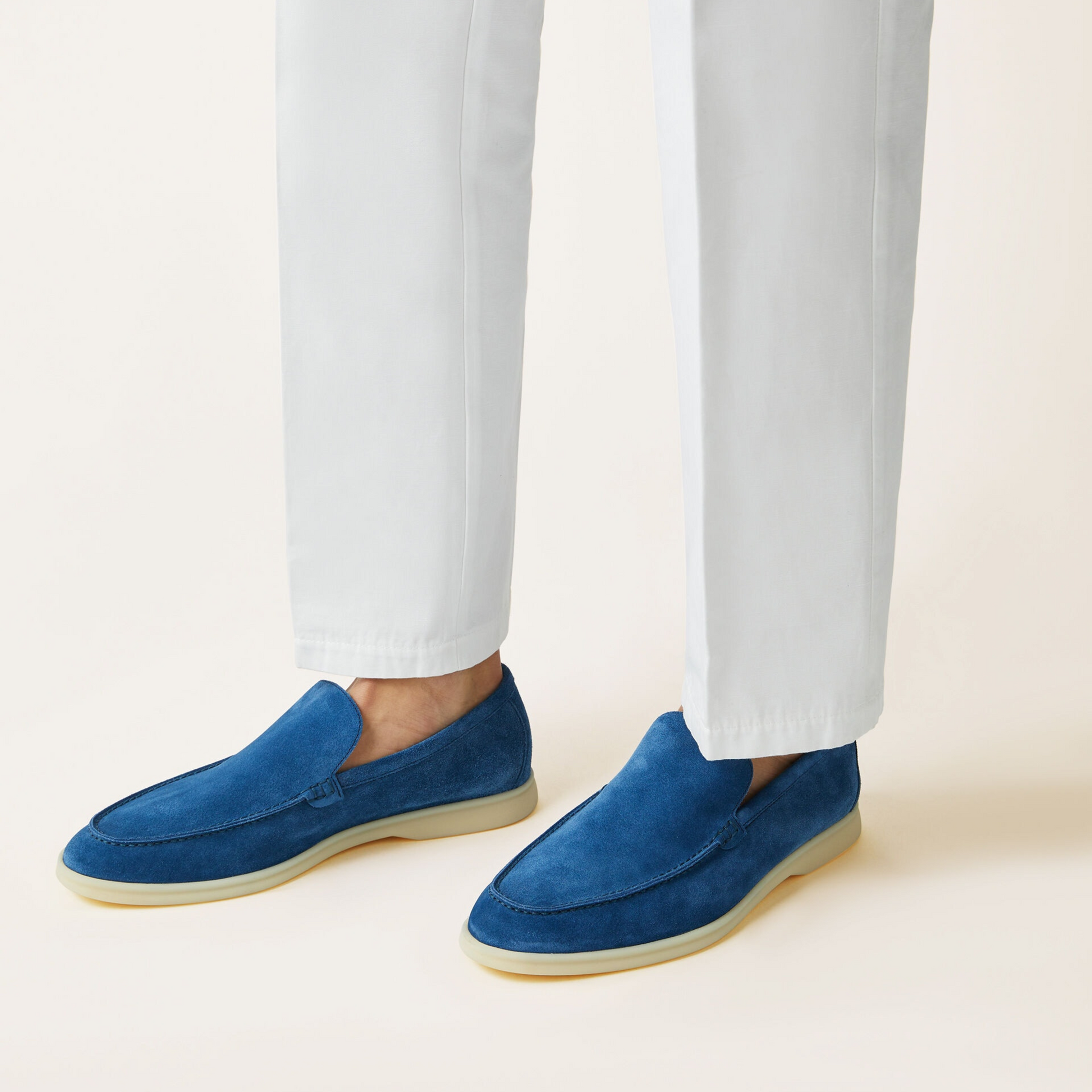 Loro Piana Summer Walk Suede Loafers - Cobalt Ink (WI72)