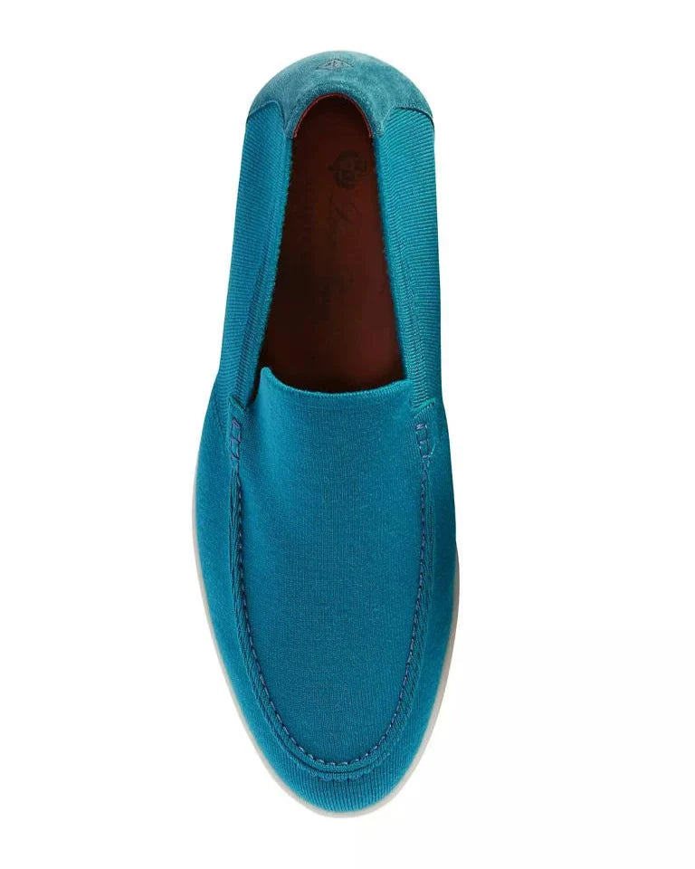 Loro Piana Summer Walk Suede Loafers - Turquoise Blue