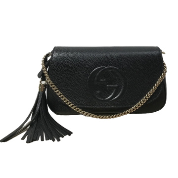 Gucci Pebbled Calfskin Soho Medium Flap Bag – Black