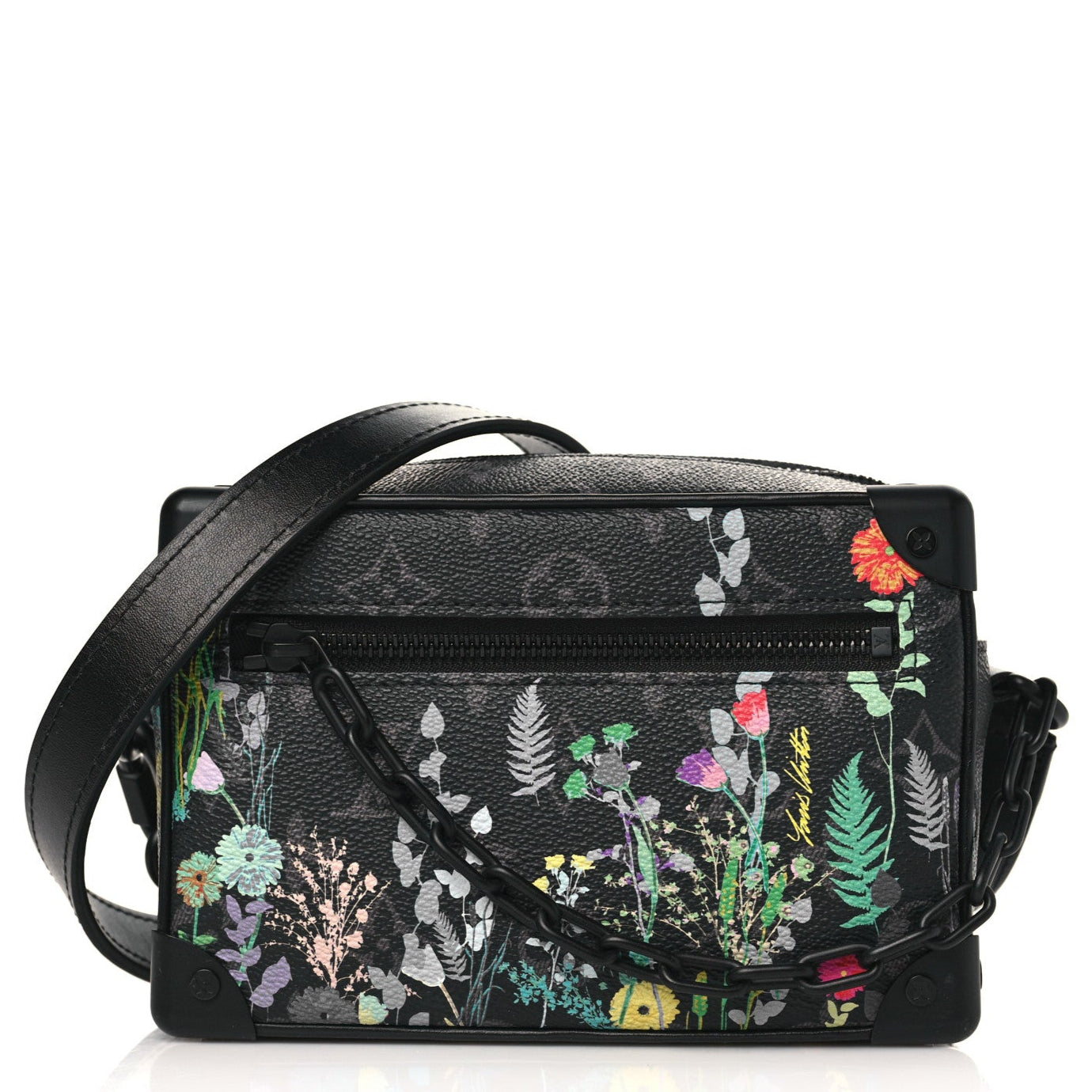 Louis Vuitton Monogram Eclipse Flower Print Mini Soft Trunk Bag - Black
