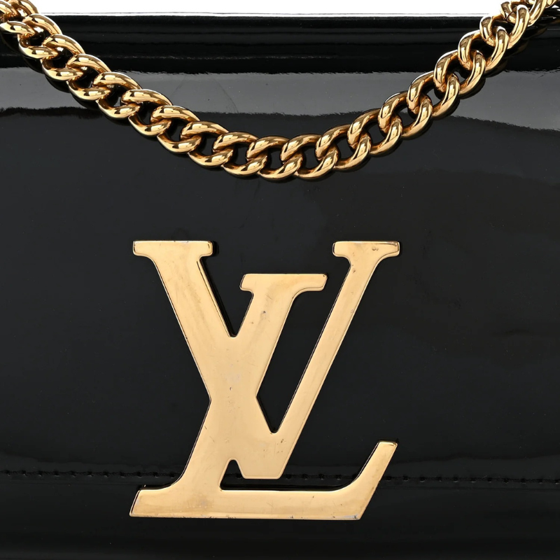 Louis Vuitton Patent Louise Chain Bag - Black