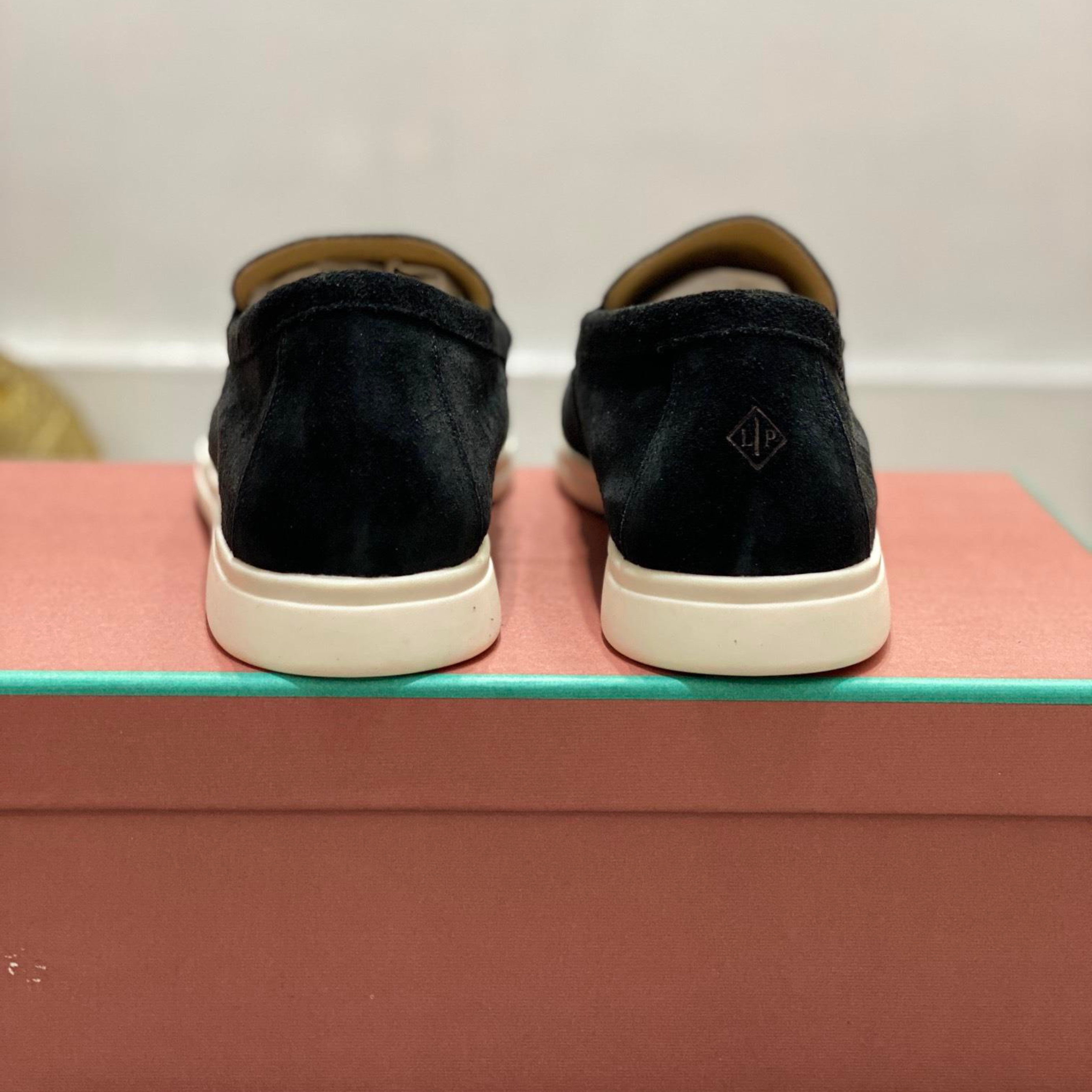 Loro Piana Summer Charm Suede Loafers - Black (029)