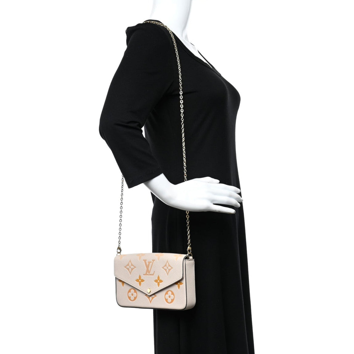 Louis Vuitton Félicie Pochette Chain Wallet - Cream Saffron