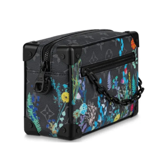 Louis Vuitton Monogram Eclipse Flower Print Mini Soft Trunk Bag - Black