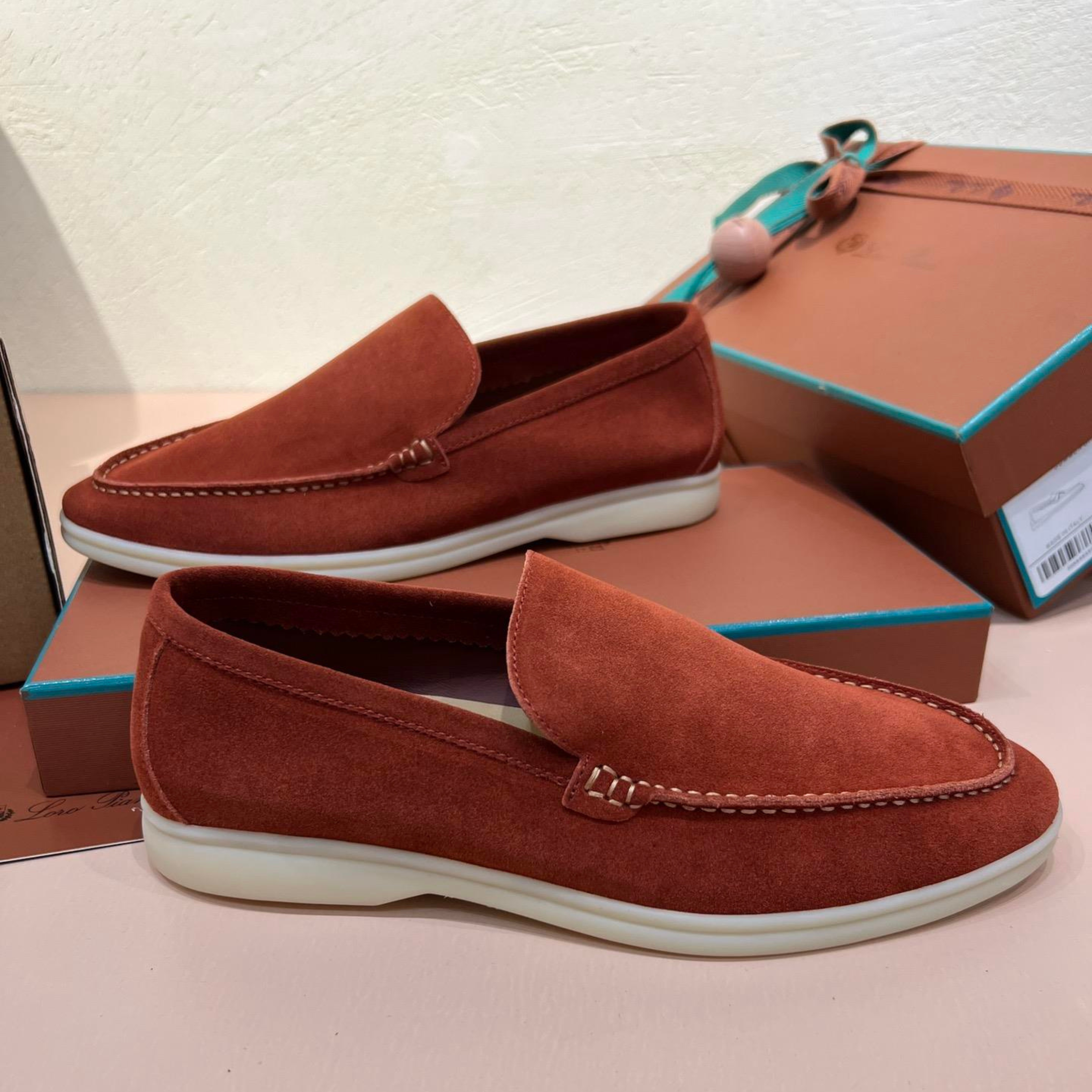 Loro Piana Summer Walk Suede Loafers -  Dried Red (R0DV)