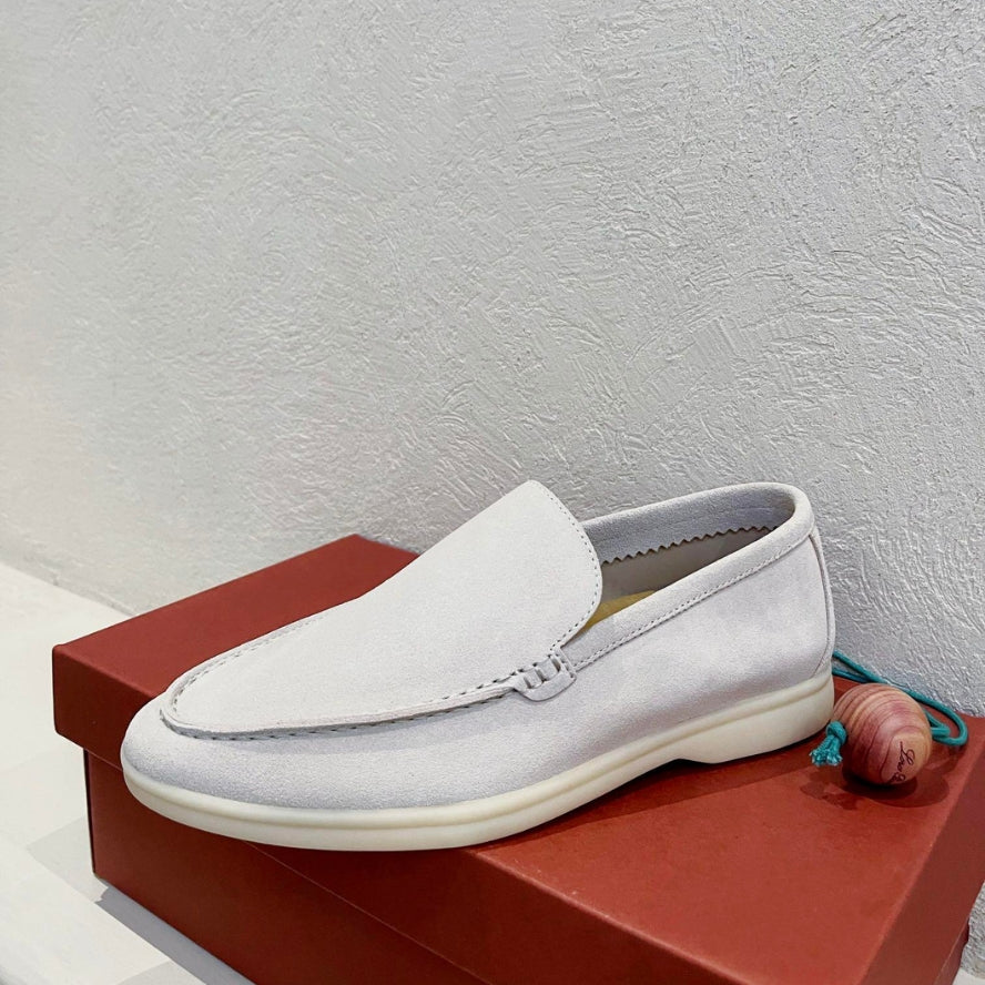 Loro Piana Summer Walk Suede Loafers - Beige