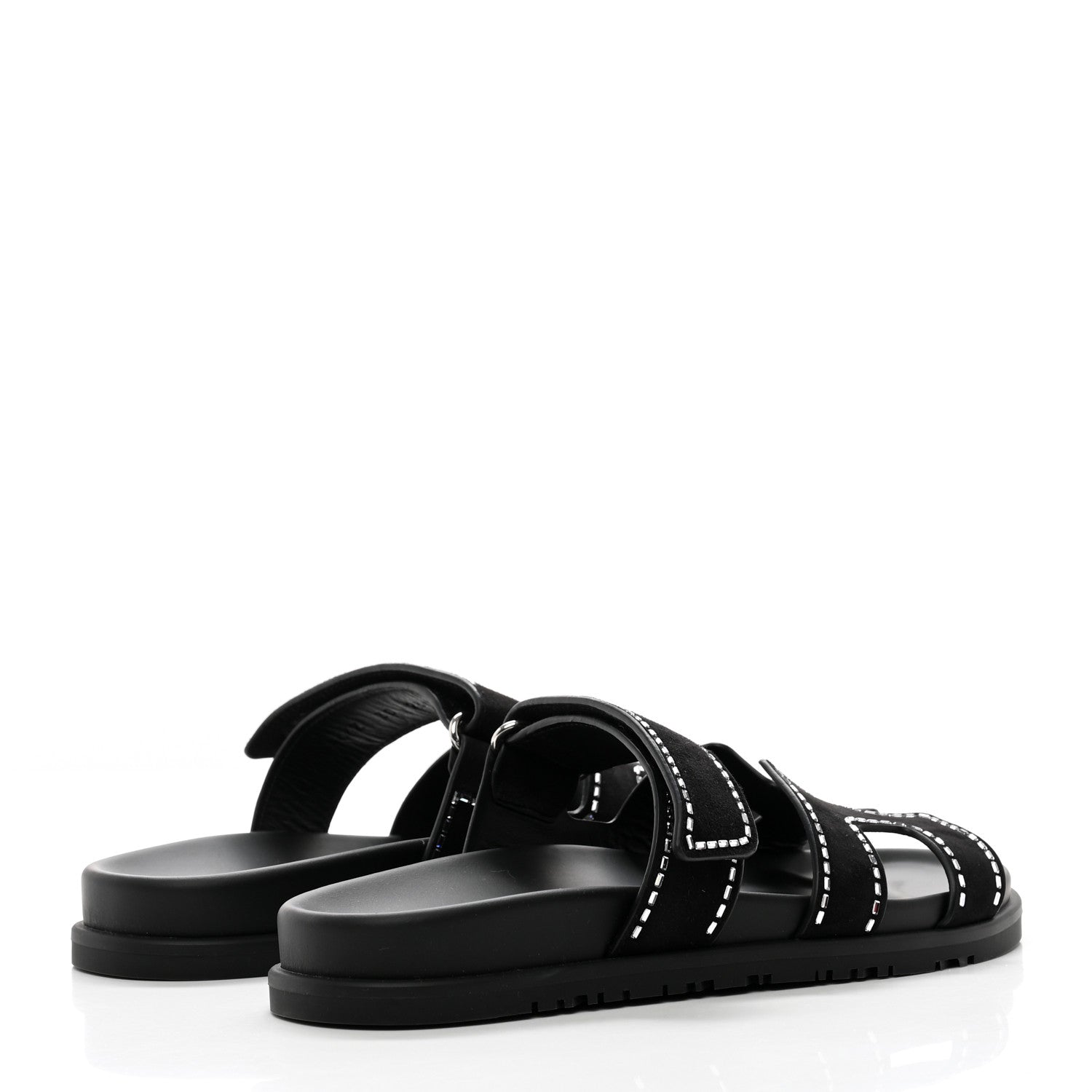 Hermes Chypre Suede Crystals Sandals - Black