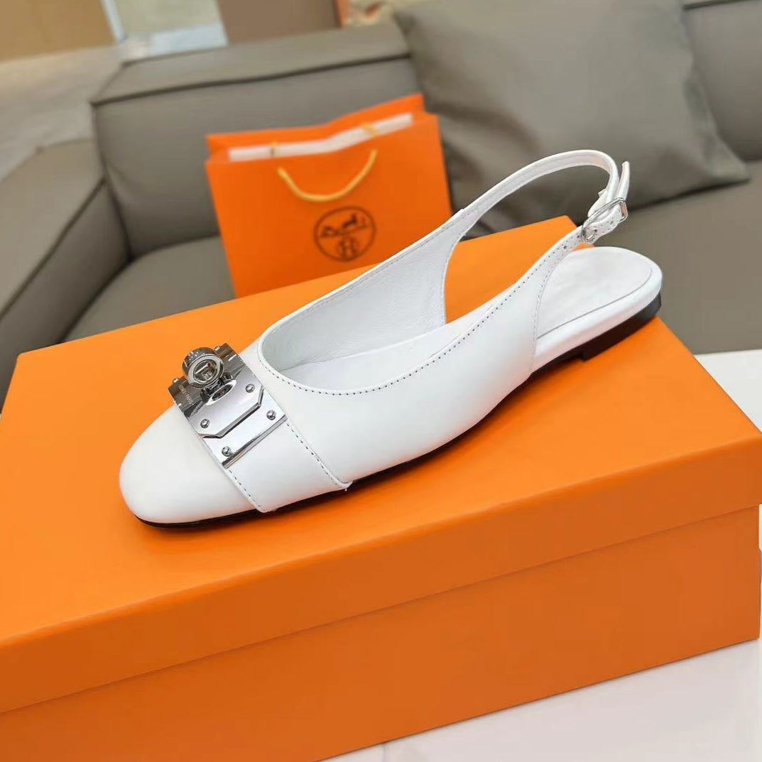 Hermes Innocente Slingback Sandals - White