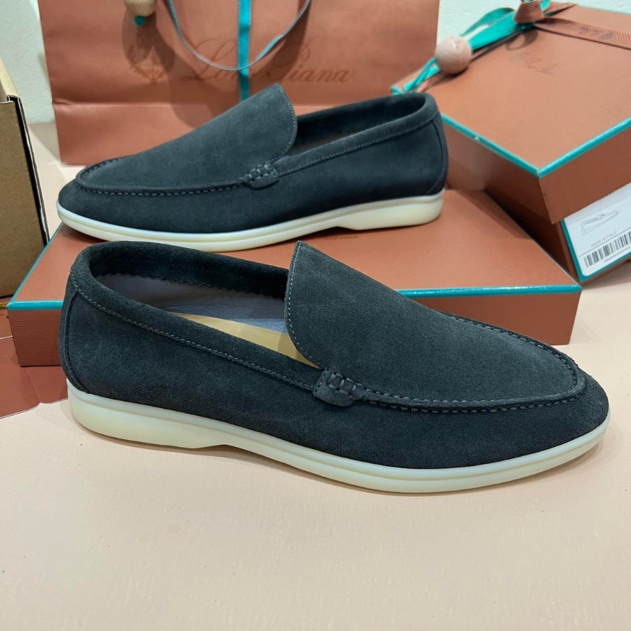 Loro Piana Ocean Front Suede Loafers - Dark Green (133)