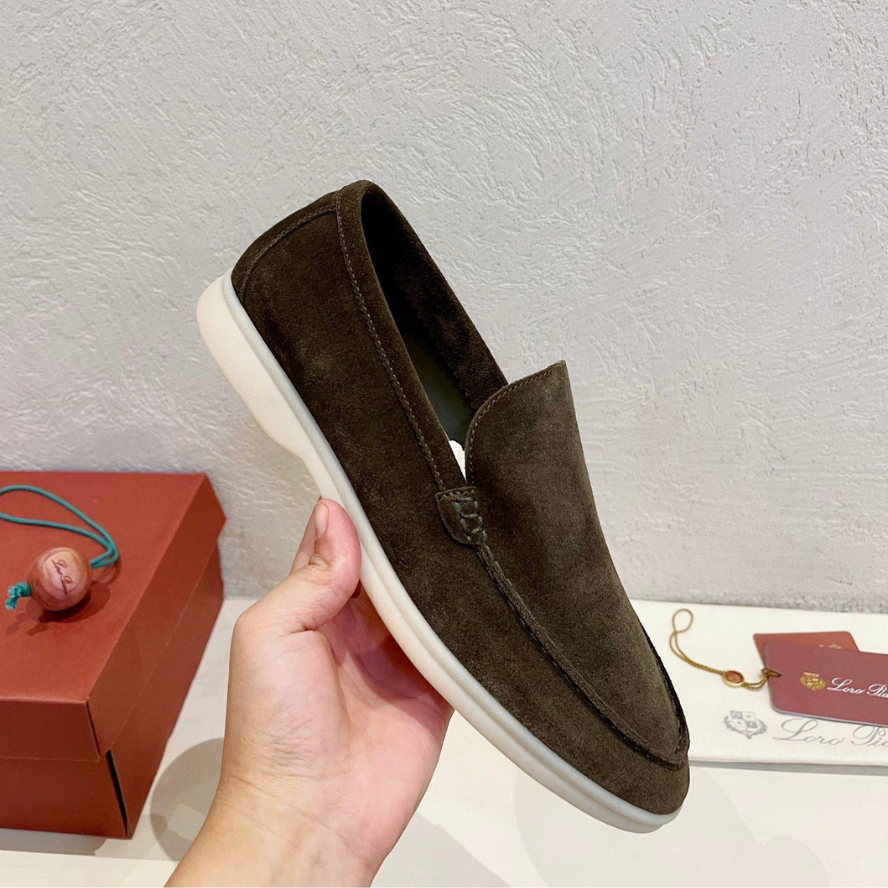 Loro Piana Summer Walk Suede Loafers - Warm Gray (MD84)