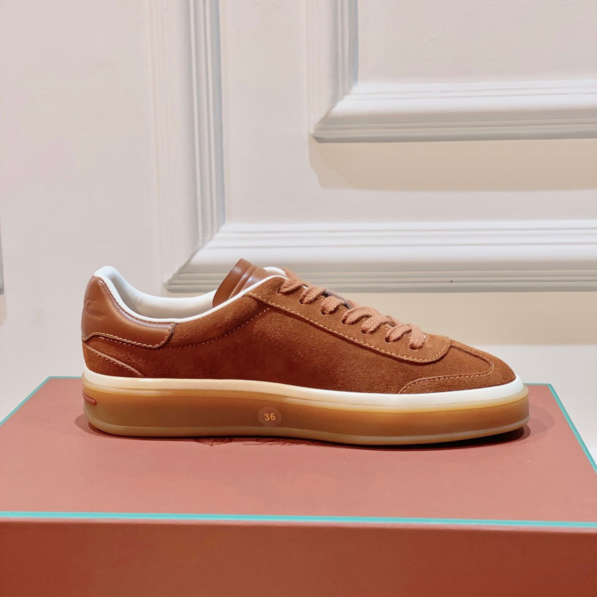 Loro Piana Tennis Walk Suede Calf Split Sneakers - Bark Wood (E0CF)