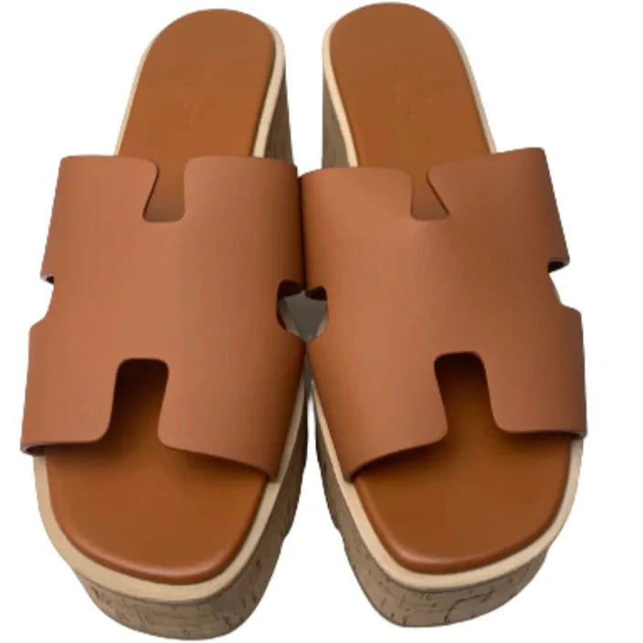 Hermes Eze 30 Sandals - Natural Brown