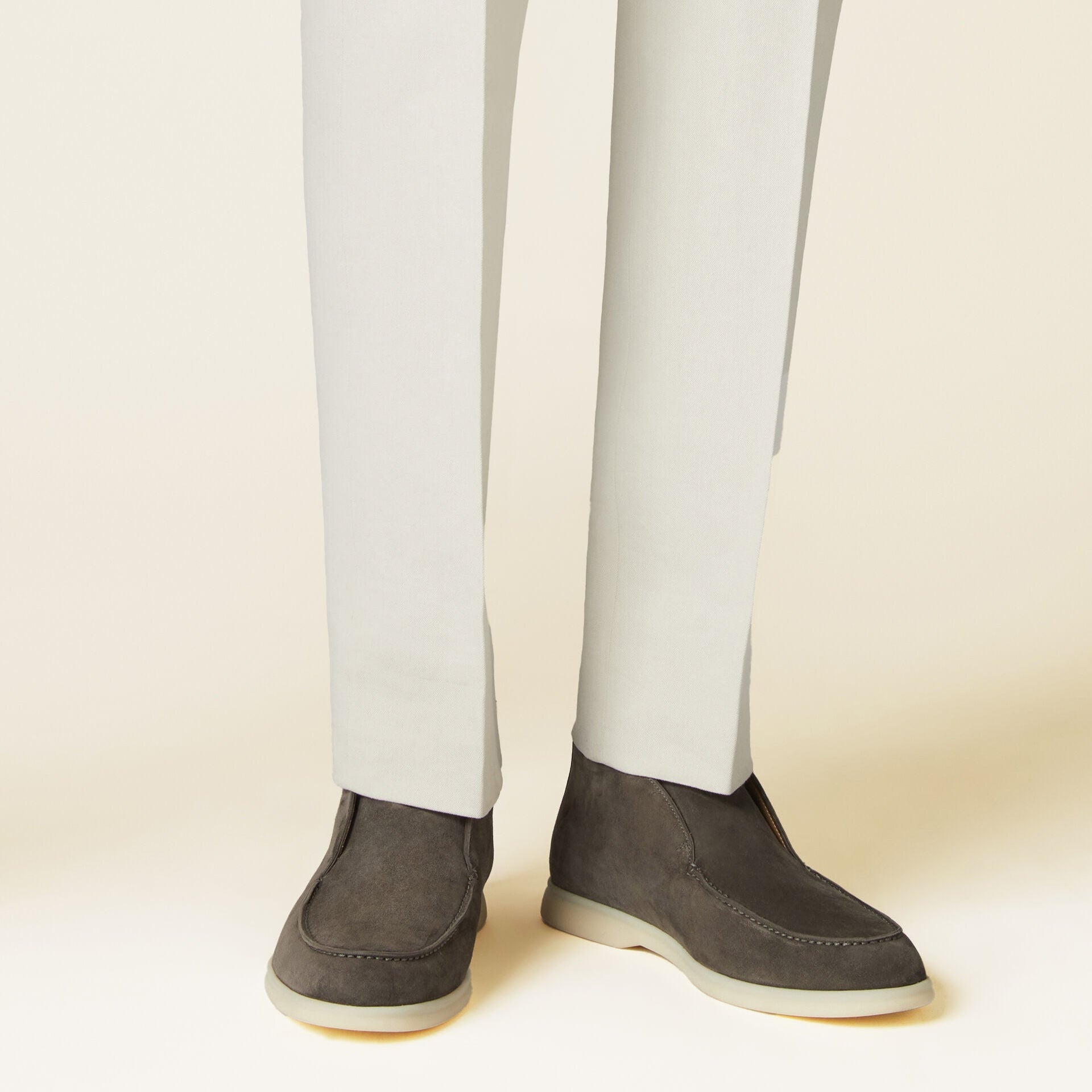 Loro Piana Open Walk Suede Ankle Boot - Warm Gray (MD84)