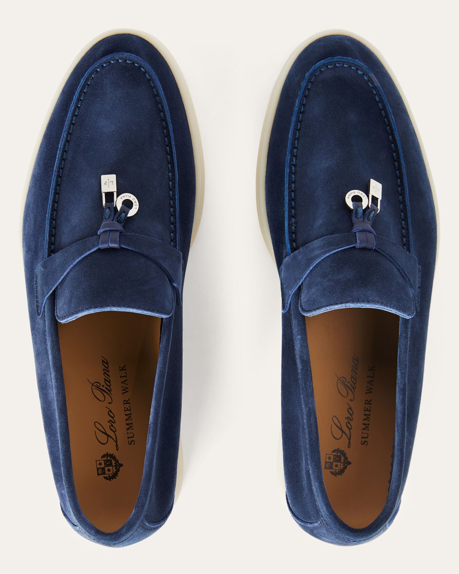 Loro Piana Summer Charms Walk Suede Loafers - True Dark Blue (W18P)