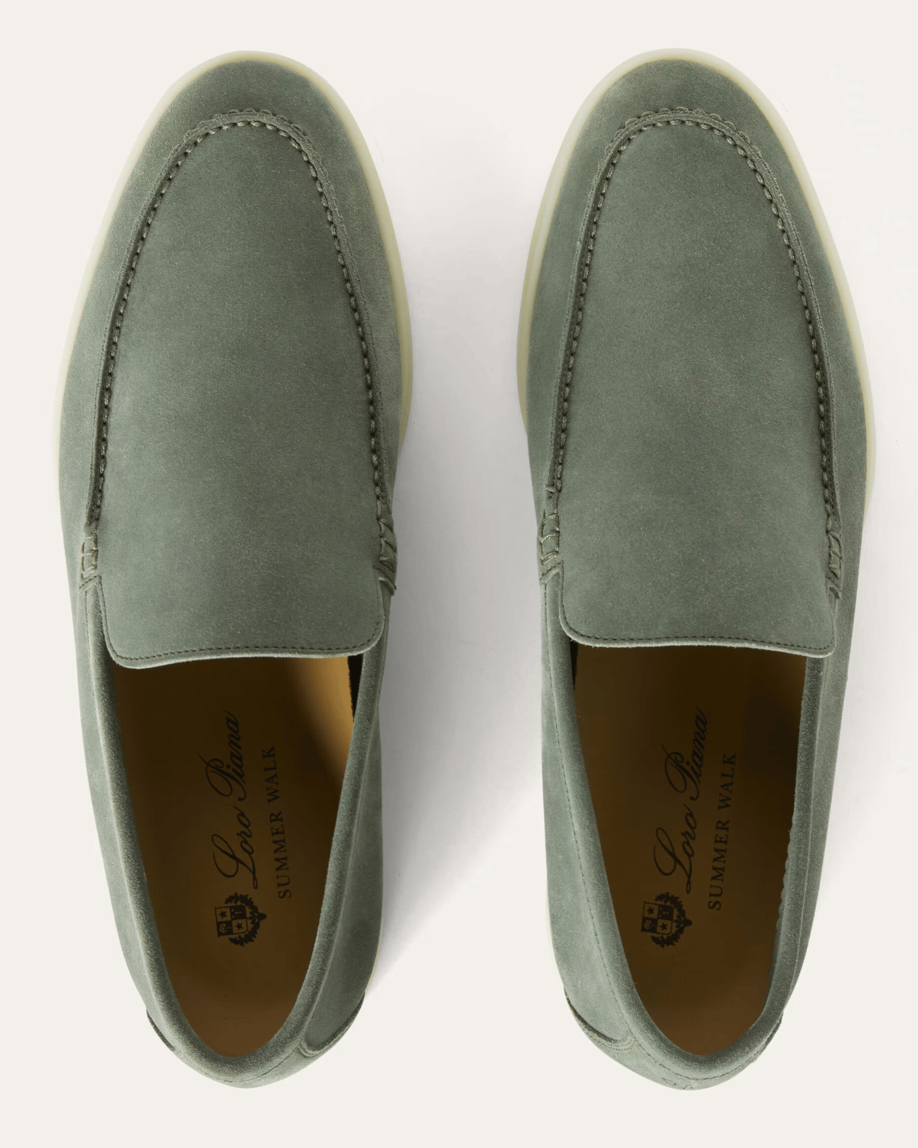 Loro Piana Summer Walk Suede Loafers - Frozen Fir (515Z)