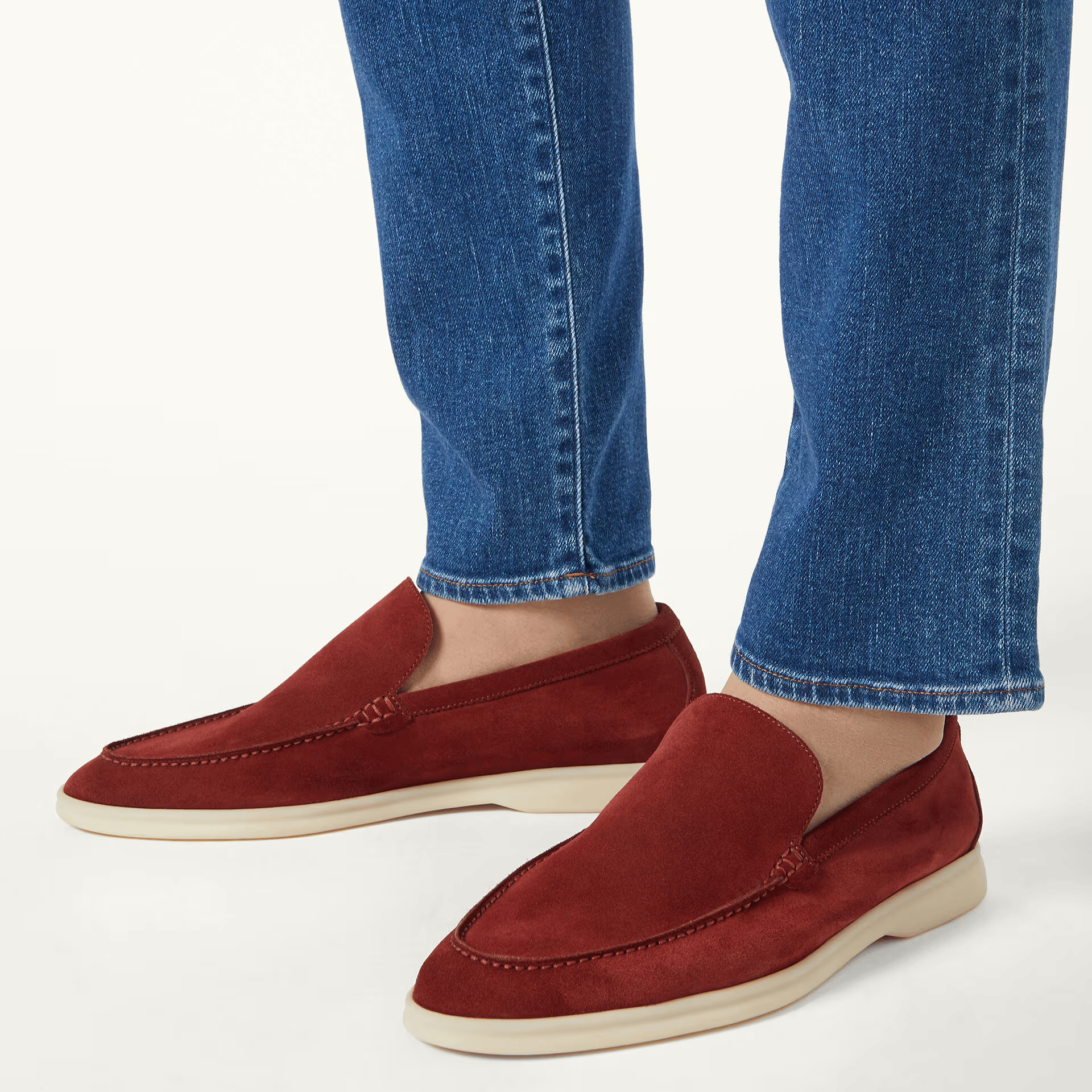 Loro Piana Summer Walk Suede Loafers -  Dried Red (R0DV)