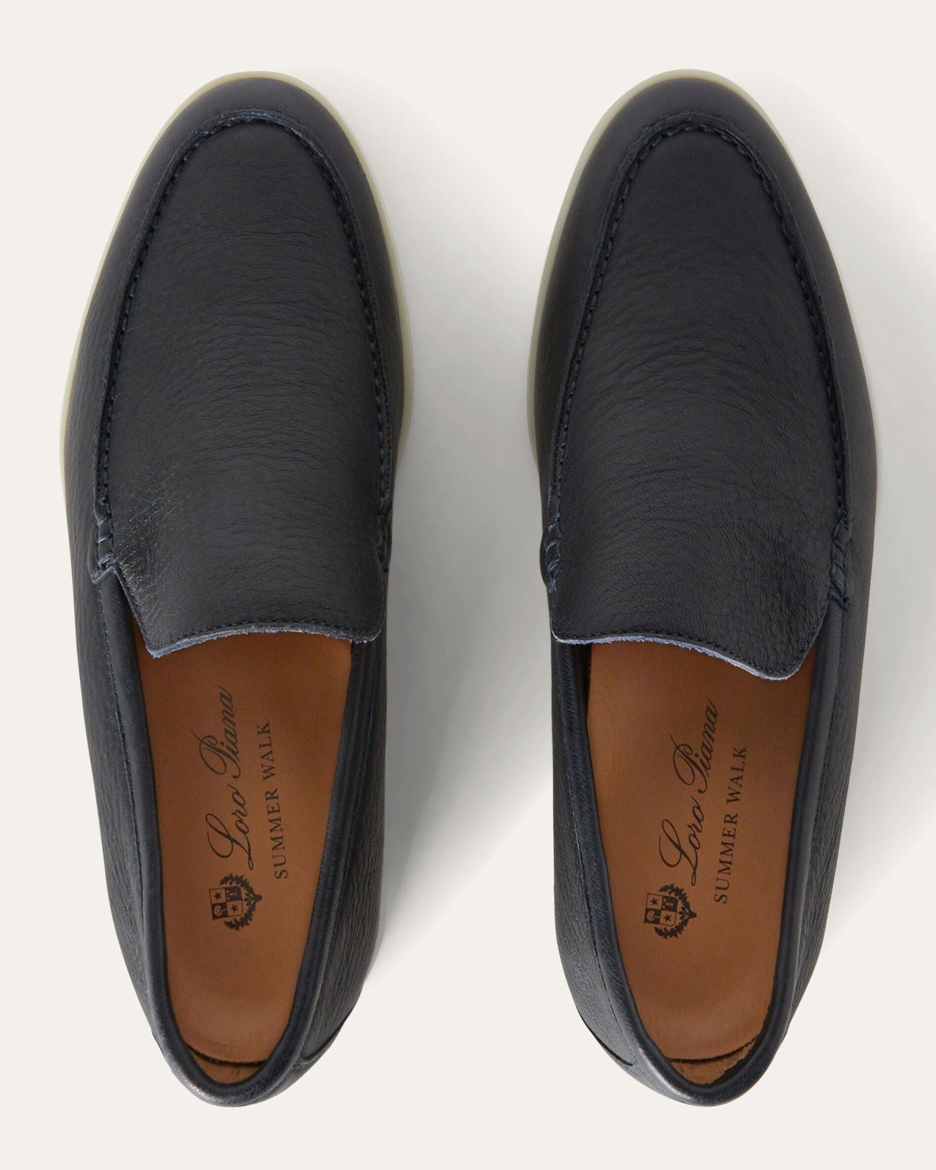 Loro Piana Summer Walk Elk Leather Loafers - Navy Blue (W000)