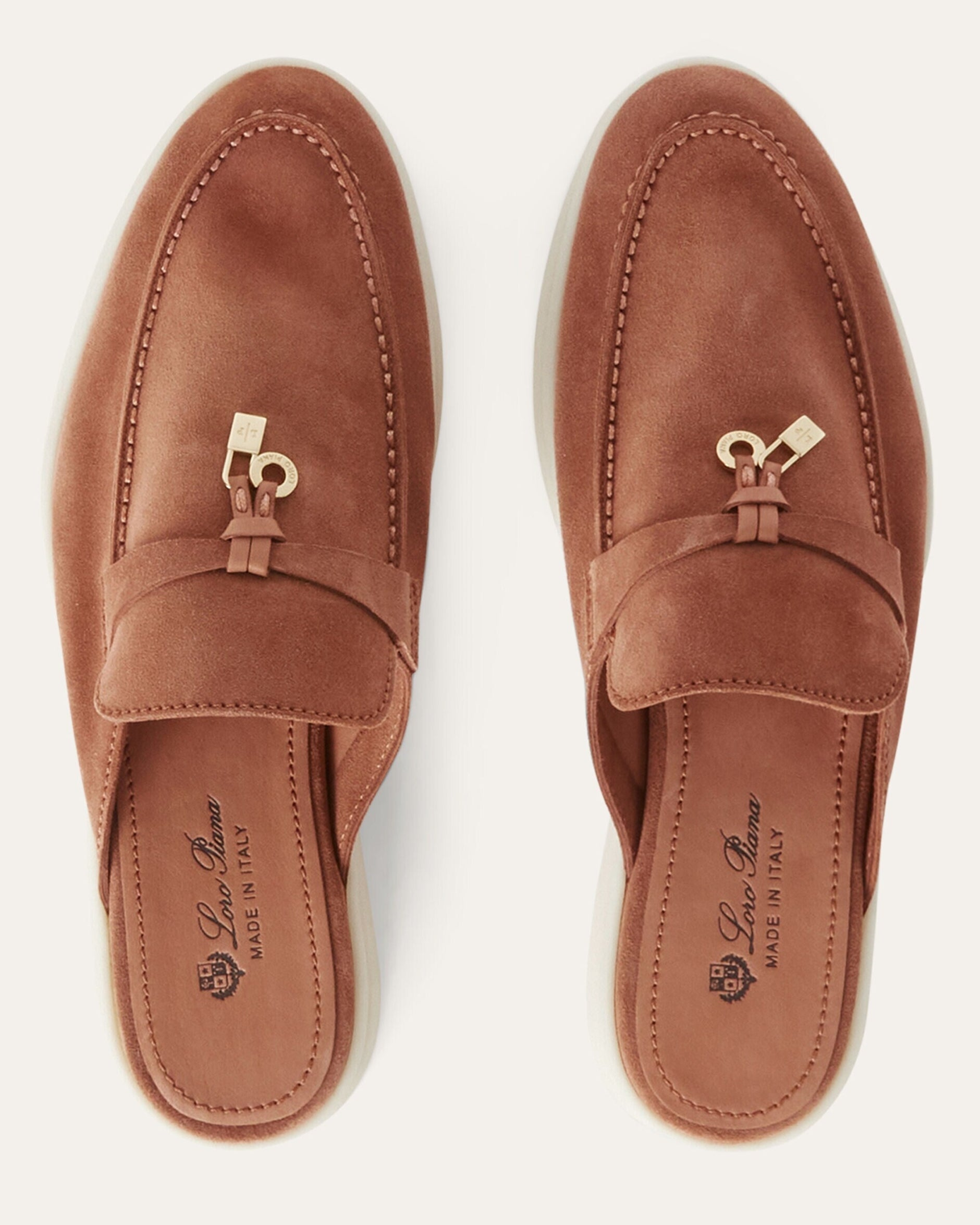 Loro Piana Babouche Charms Walk Suede Loafers - Dusty Orange (L0BF)