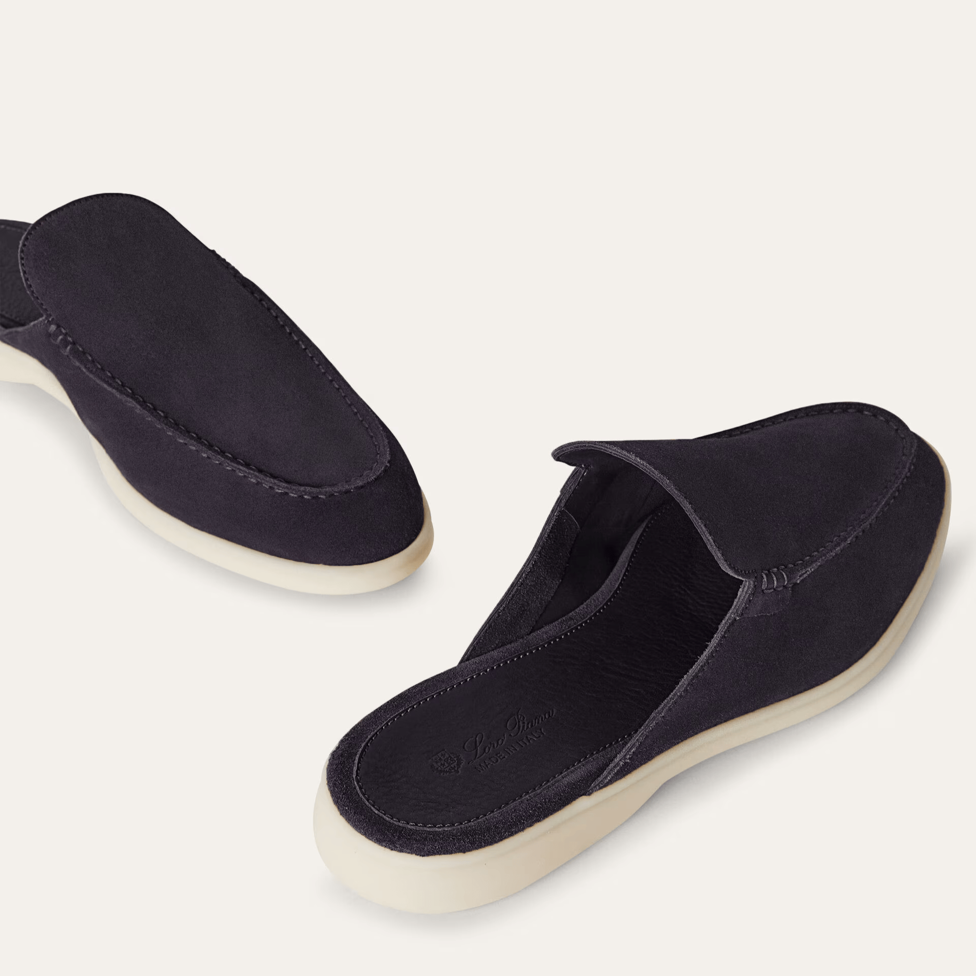 Loro Piana Babouche Walk Suede Loafers - Black (203)