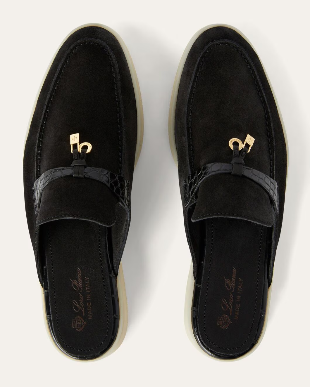 Loro Piana Charms Walk Babouche Suede Loafers - Black (062)