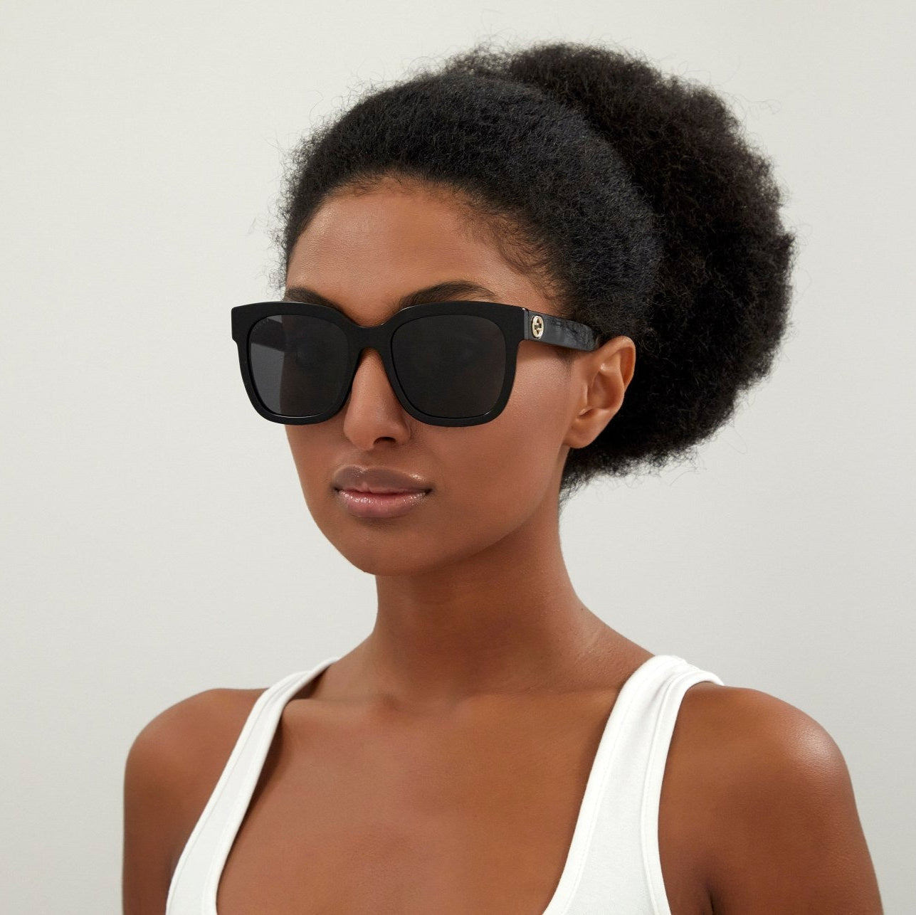 Gucci GG0034S Rectangular Frame Black Sunglasses