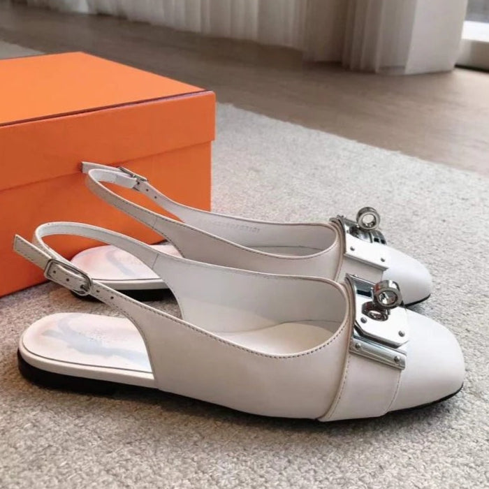 Hermes Innocente Slingback Sandals - White