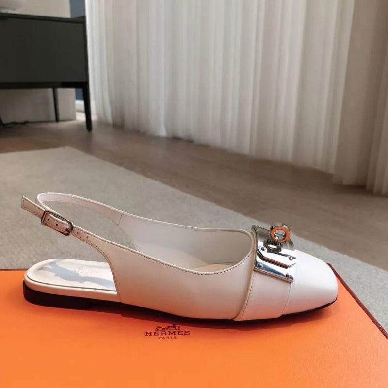 Hermes Innocente Slingback Sandals - White