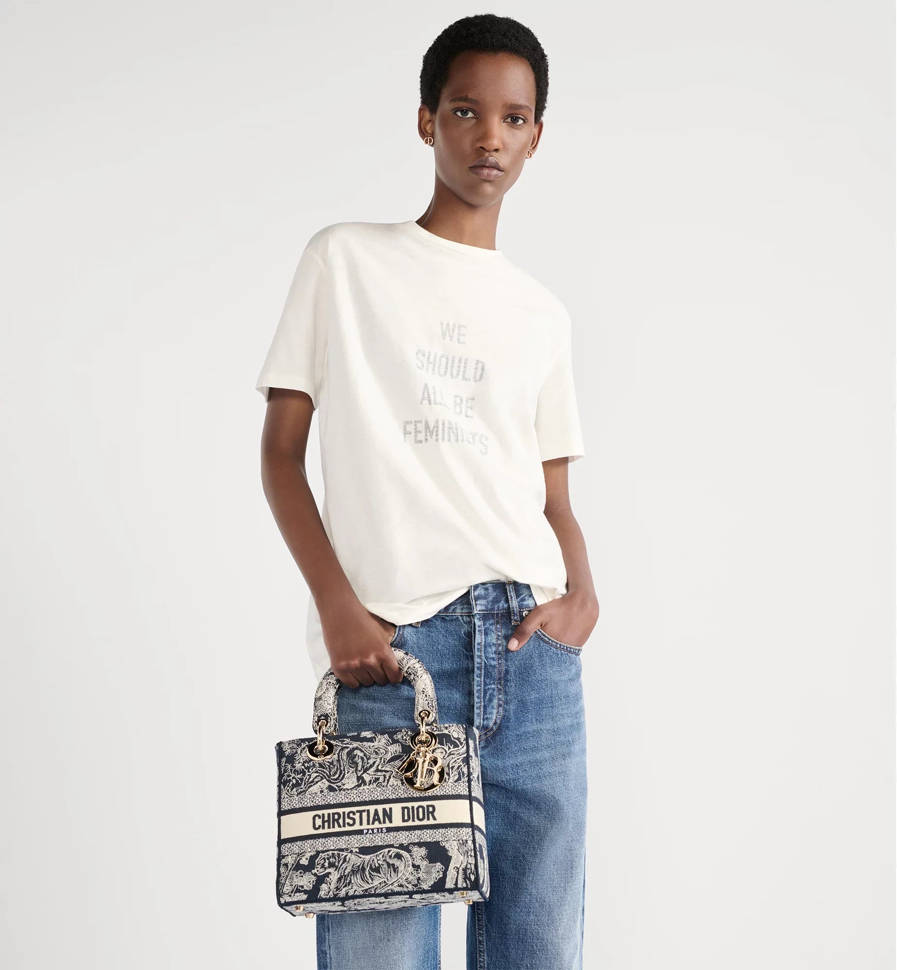 Dior Medium Lady D-Lite Reverse Embroidery Bag - Blue Toile de Jouy