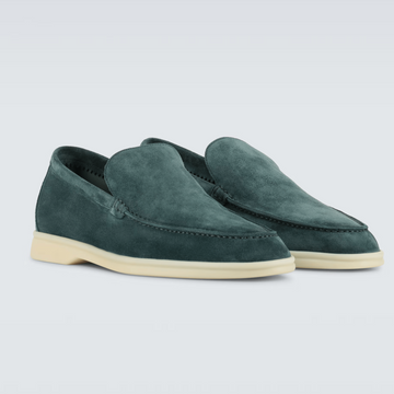 Loro Piana Summer Walk Suede Loafers - Dark Green