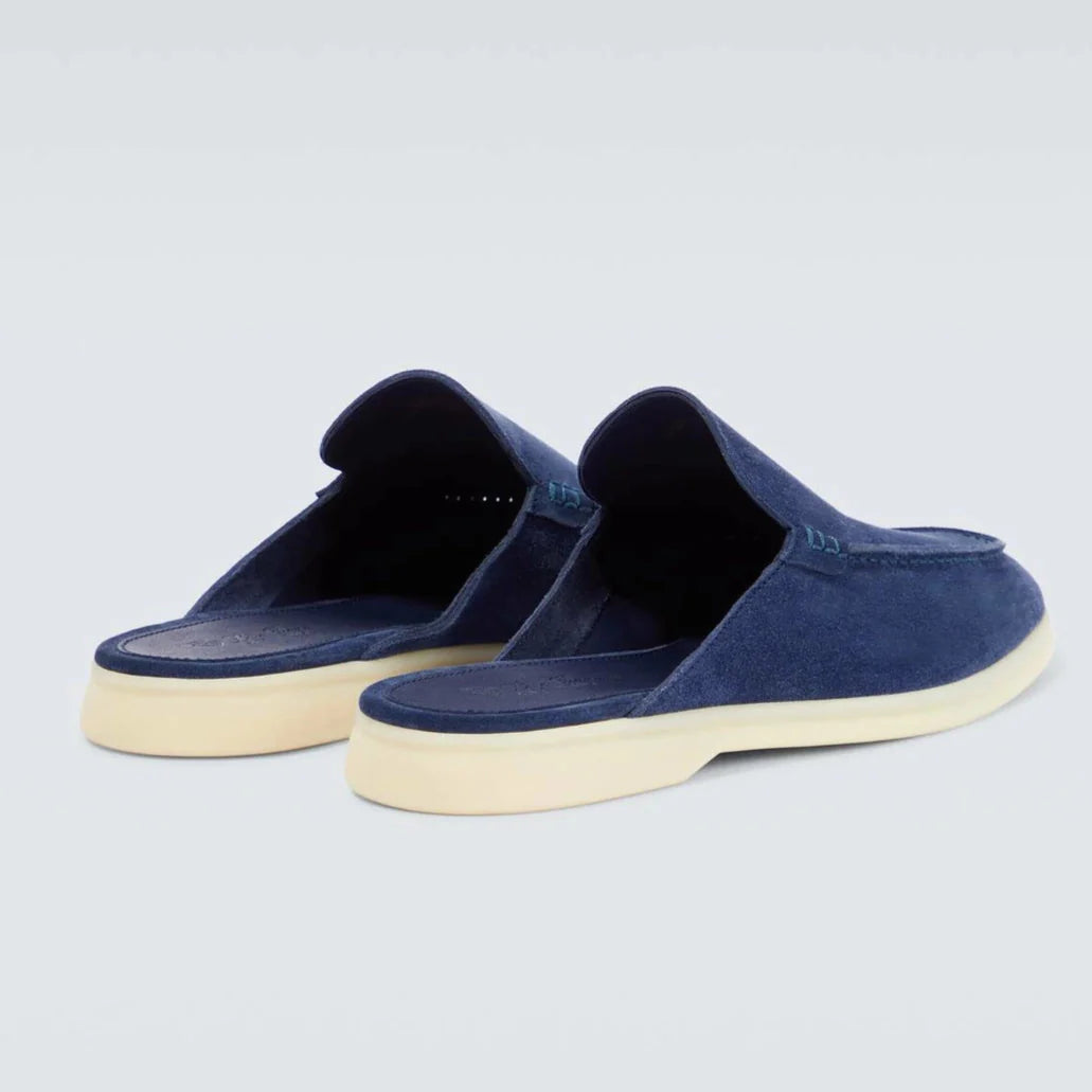 Loro Piana Babouche Walk Suede Slippers -  Racing Blue (003)