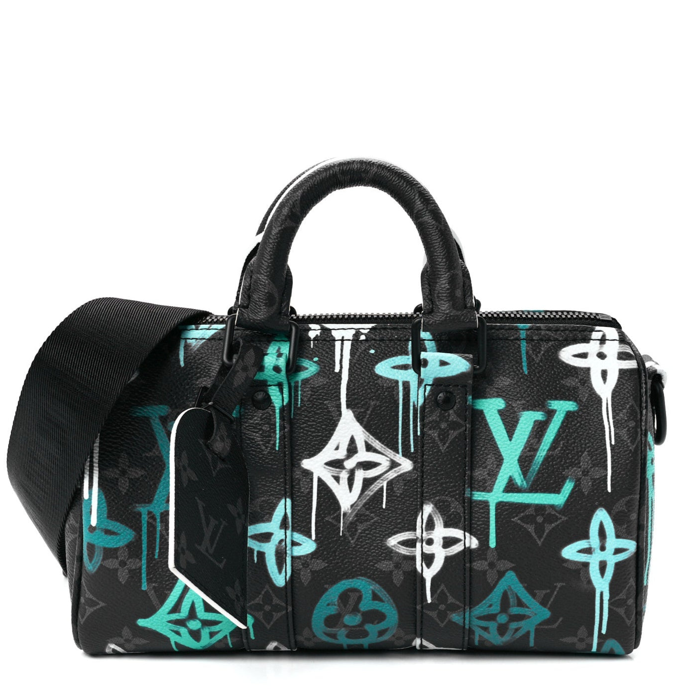 Louis Vuitton Monogram Eclipse Graffiti Keepall Bandoulière 25 Shoulder Bag - Green Lights