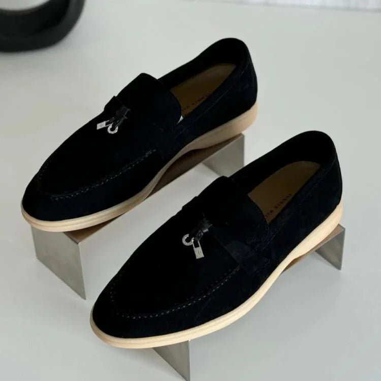 Loro Piana Summer Charm Suede Loafers - Black (029)