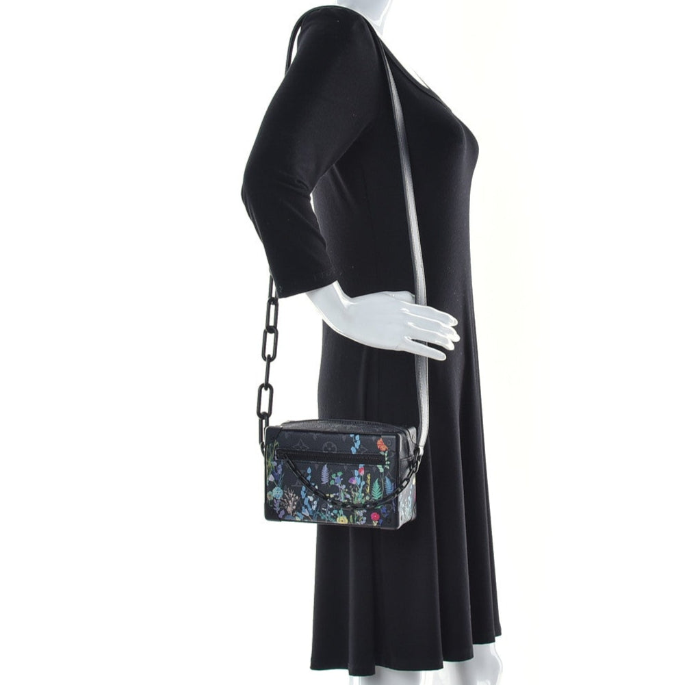 Louis Vuitton Monogram Eclipse Flower Print Mini Soft Trunk Bag - Black