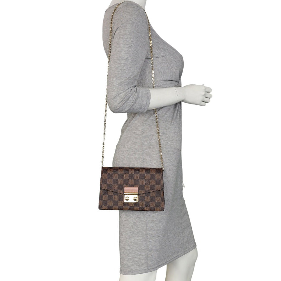 Louis Vuitton Damier Ebene Croisette Chain Wallet Bag - Dark Brown
