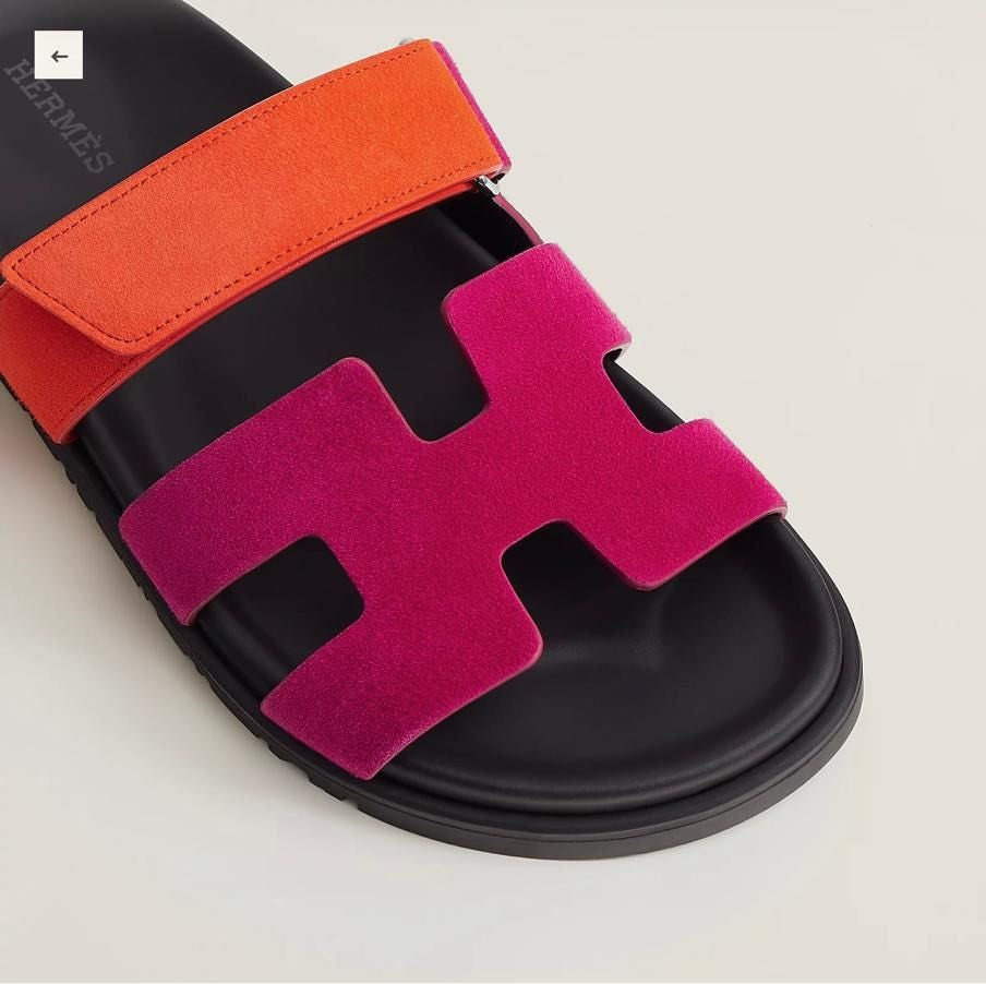 Hermes Chypre Sandals - Rose Chapas / Orange Synthetique