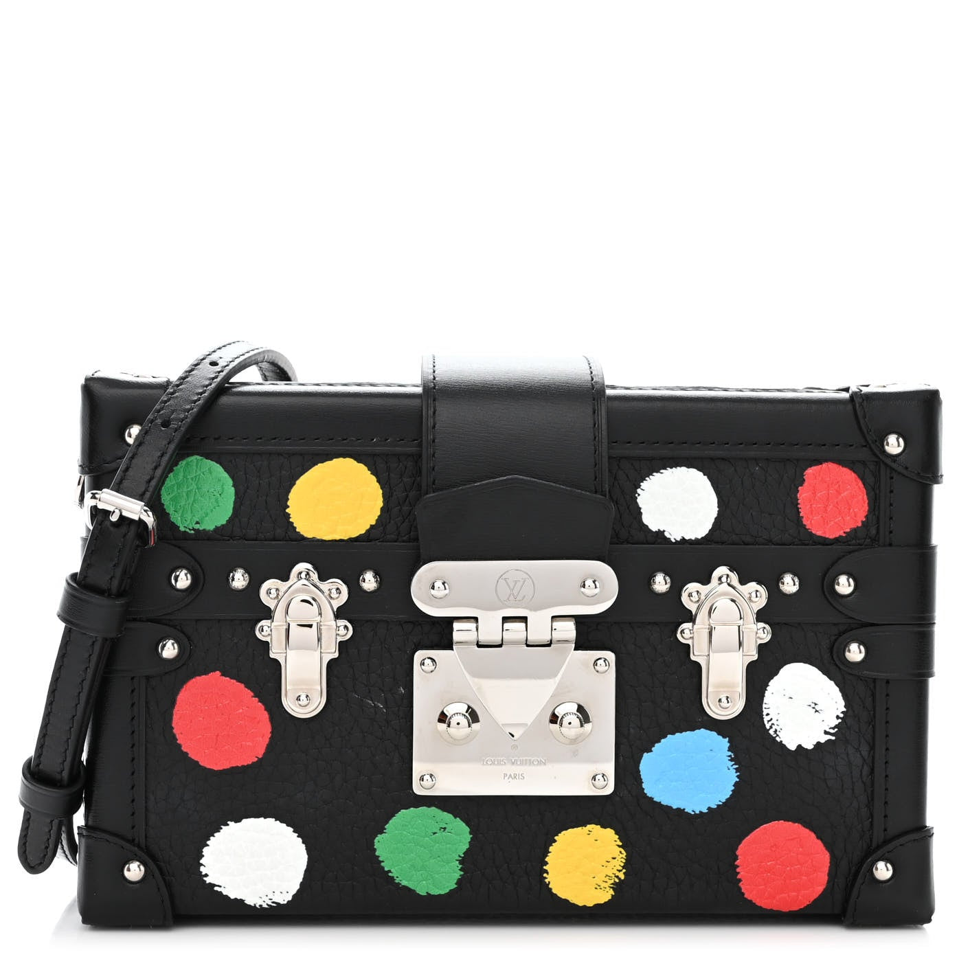 Louis Vuitton x Kusama Yayoi Taurillon Petite Malle Crossbody Bag - Black