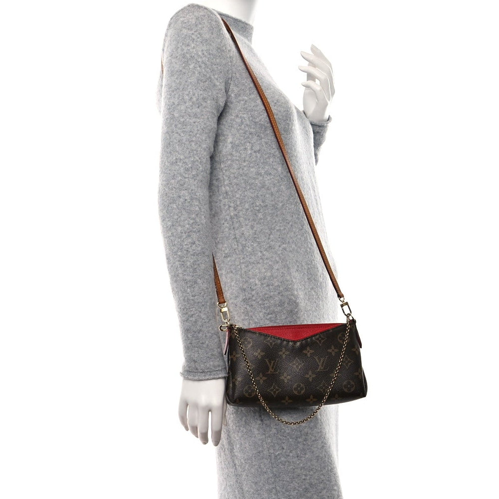 Louis Vuitton Monogram Pallas Clutch Shoulder Bag - Cherry