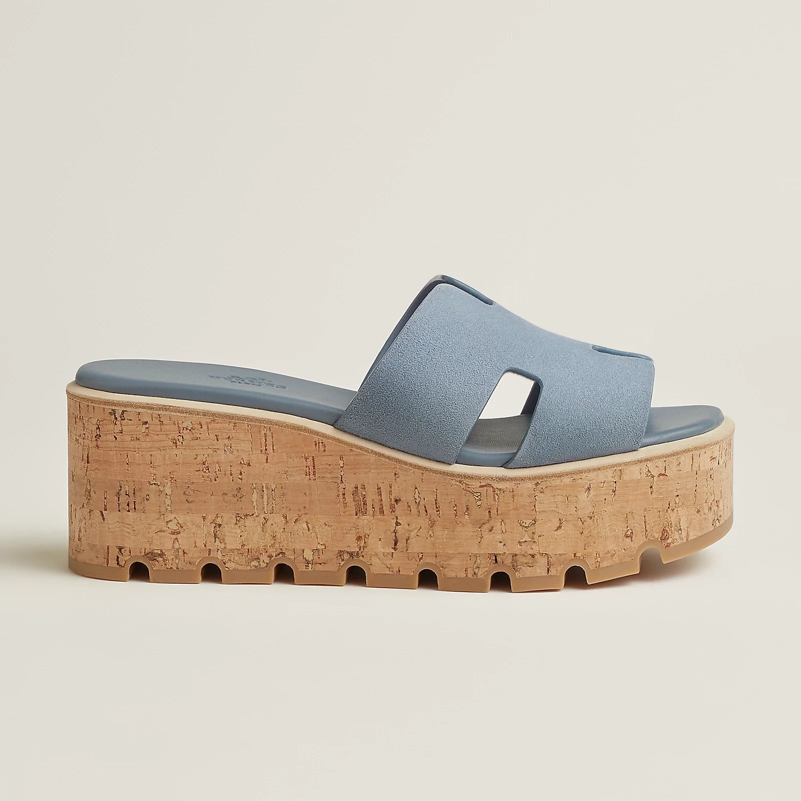 Hermes Eze 30 Suede Sandals - Blue Pomace