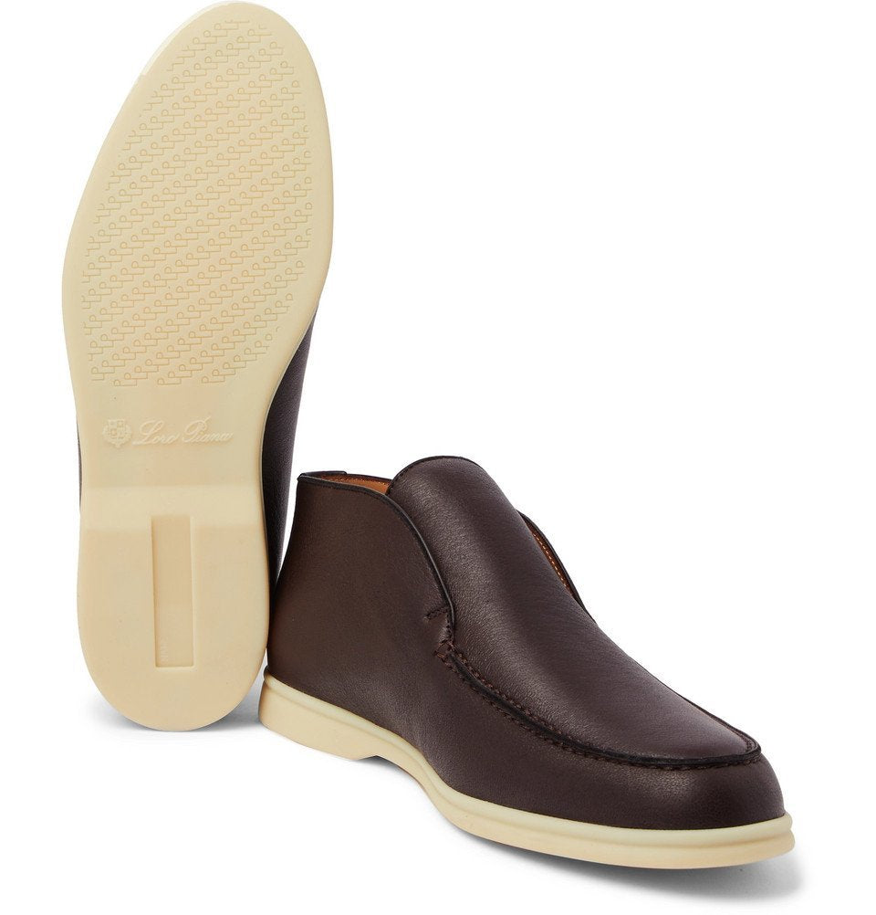 Loro Piana Open Walk Full-Grain Leather Boots –  Dark Brown (146)